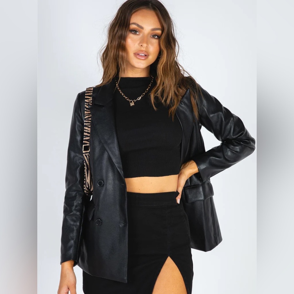 Princess Polly FAUX LEATHER BLAZER